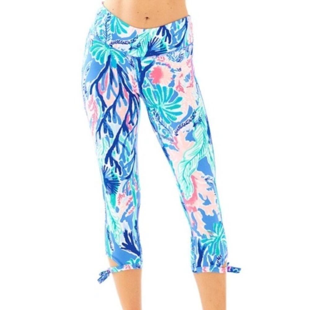 Lilly Pulitzer Luxletic Gemma Weekender Cropped Leggings Jet Stream Size XS